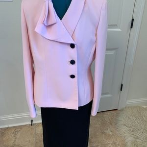 Vintage Suit Studio Suit - Pink Jacket 2/bow and Pencil Skirt in Black